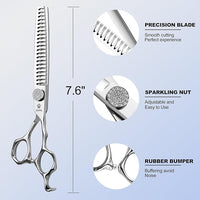 GLADOG 7" Chunkers Dog Grooming Scissors - Premium 9CR Dog Scissors for Grooming with Luxurious Diamond Nut，Ideal Dogs Shears for Reducing Bulk, Dogs Hair Scissor，Cat Scissor