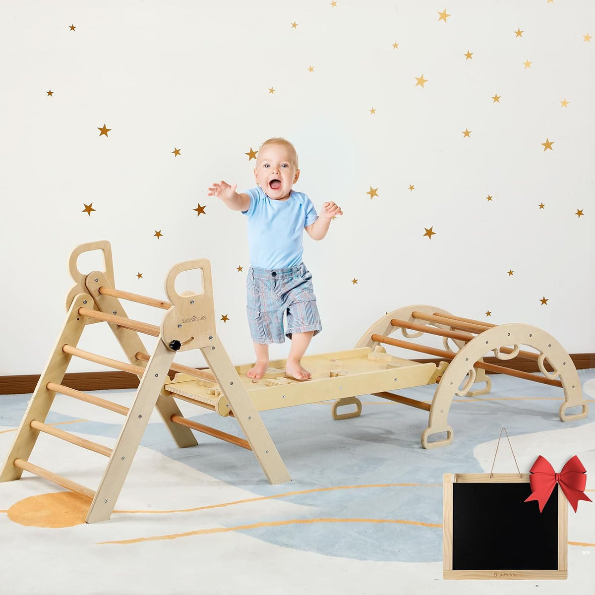 BlueWood Pikler Triangle Set with Cushion - Natural Wood / No Cushion - image 3