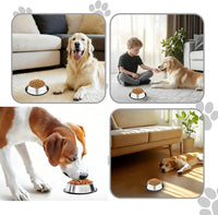 10 Pcs Stainless Steel Dog Bowl Pet Feeding Bowl with Rubber Base - 10.1 oz - image 3