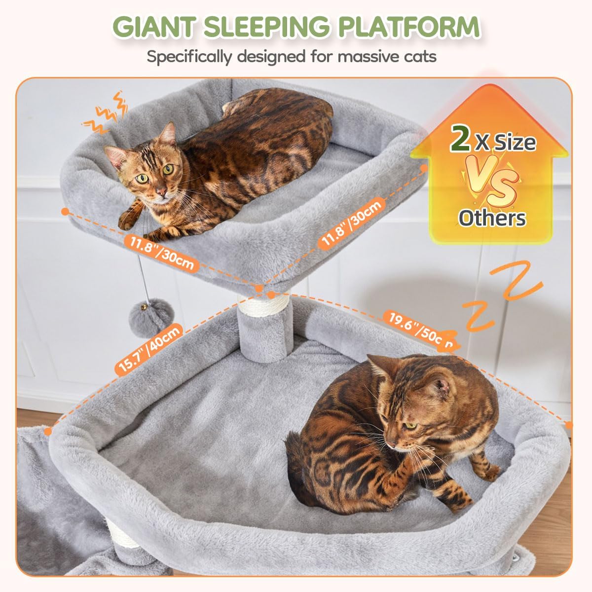 Taoqimiao 32.2in Cat Tree with Toy - Light Gray / 79 inch - image 4