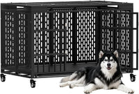 48 Inch Heavy Duty Dog Crate with Wheels - 53.1"L x 30.0"W x 32.2"H