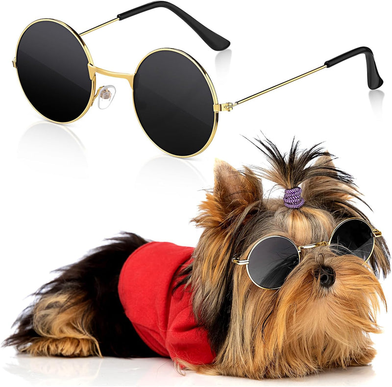Xuniea Dog Sunglasses for Small Dog Halloween - Gold, Black / Modern Style