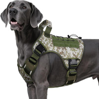 Tactical Dog Harness for Large Dogs - Green&Camo / XX-Large: 110-160 lbs (Chest:36-43",Neck:26-37")