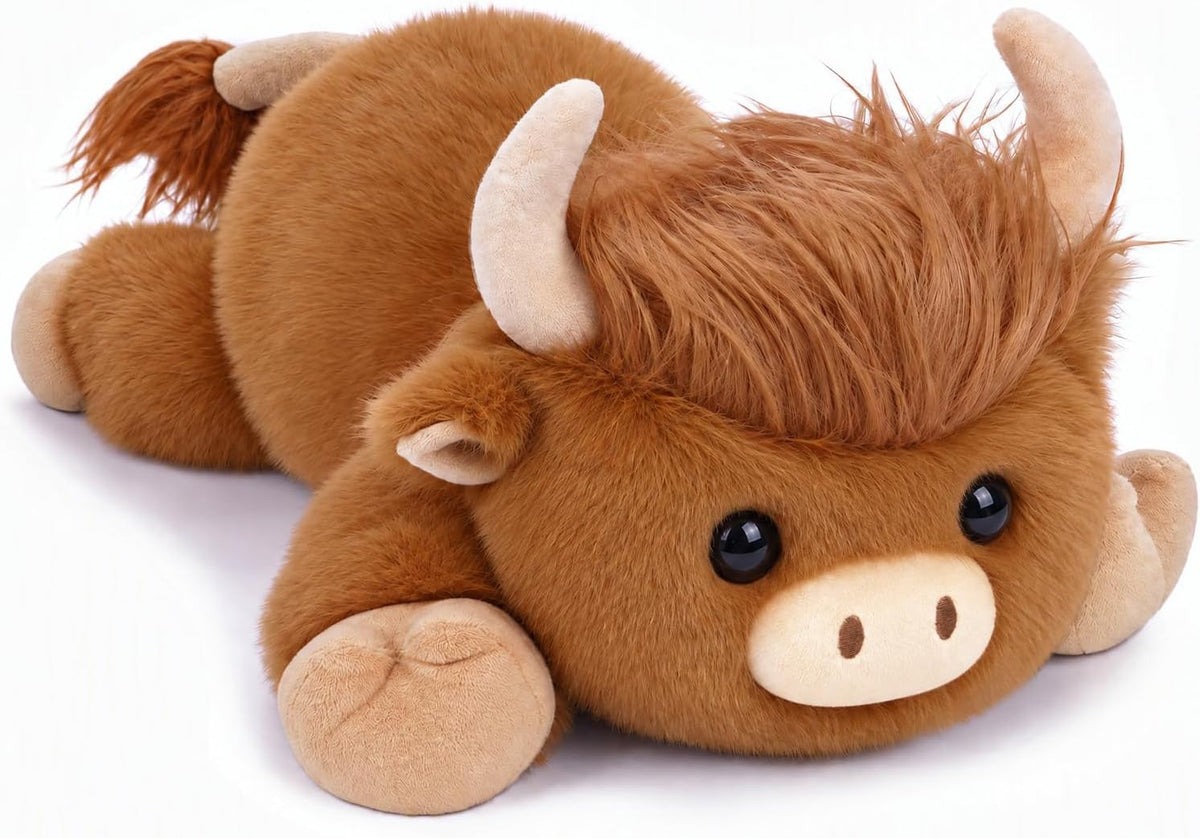 SQEQE Weighted Black Cat Plush - Highland Cow Plush / Medium(13.8 Inch)