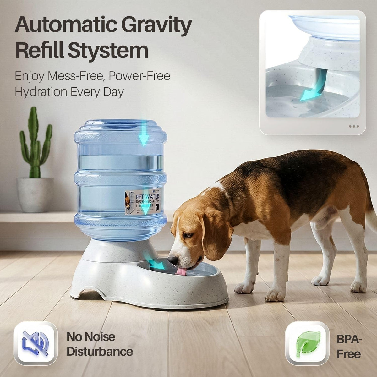 Flexzion Gravity Pet Water Dispenser Drinking Station for Dogs Cats - 1 Gallon - image 3