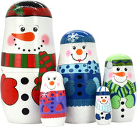 HYCLES Nesting Dolls Russian Matryoshka Wood Stacking Nested Set - ④ white snowman