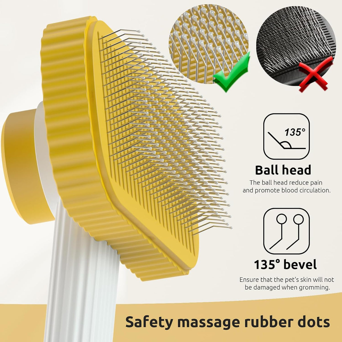 Cat brush, Cat Brush for Long or Short Haired Cats – Essentials for Cats - Yellow - image 3