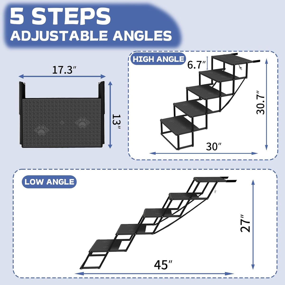Dog Steps for Car, SUV with Upgraded Non-Slip Surface - 5 Steps - image 3