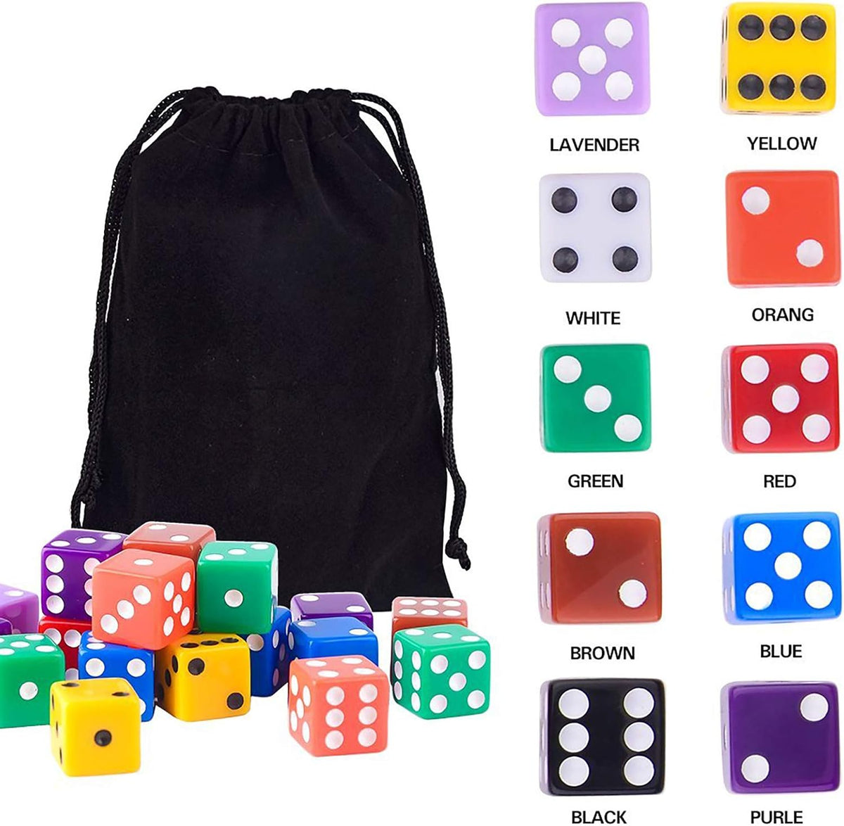 AUSTOR 100 Pcs 6 Sided Game Dice Set - Square, Plain - image 3