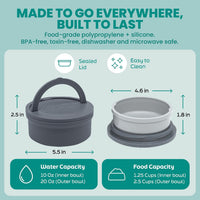 Dog Travel Bowls - Set of 2 Portable Pet Food & Water Dishes with Lid & Handle - Each Nesting - Rose Pink / Small - image 2