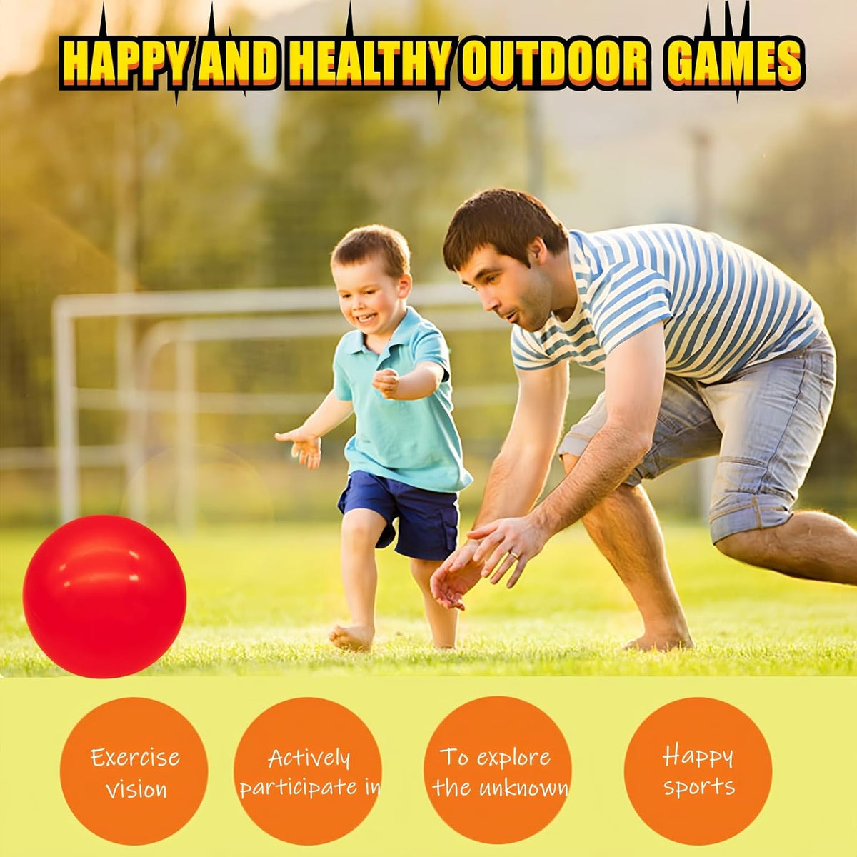 2 Pcs Playground Balls for Kids, Inflatable Bouncy Balls, Red - Solid red, Solid blue / 9 inch - image 4
