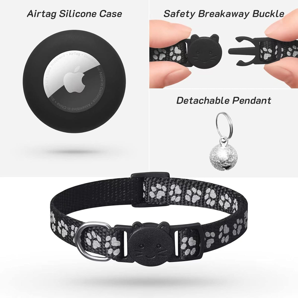 2 Pack Airtag Cat Collar Breakaway with Bell - Red - image 2