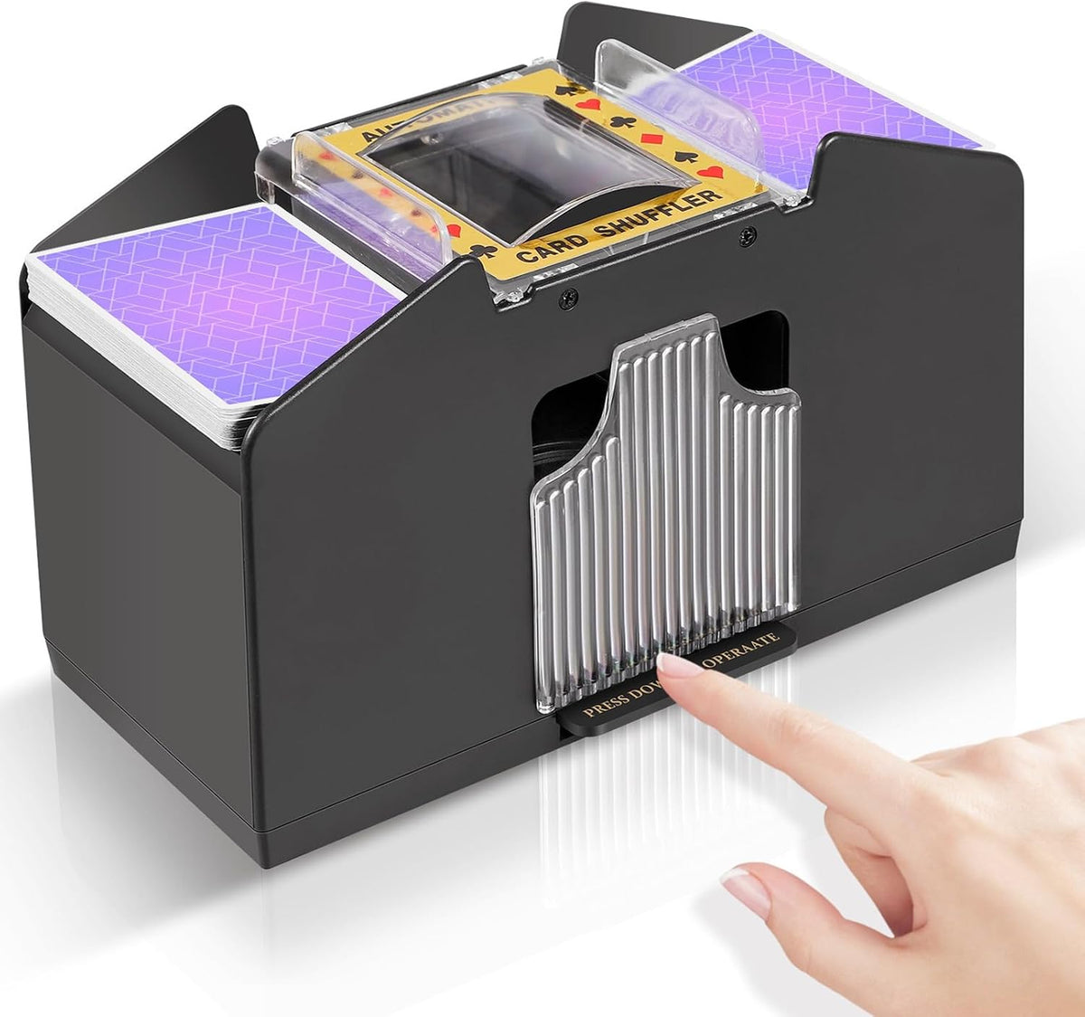 FEIERYA Automatic Card Shuffler 1/2/4/6 Decks – Fun for Kids & Family - 4 Decks