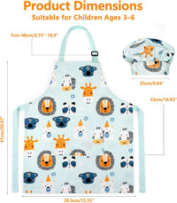 Kids Apron for Boys and Girls Aged 3-6 100% Cotton Blue WQHM – Fun for Kids & Family - Green Apron & Hat - image 4