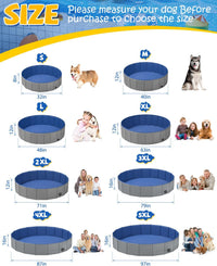 YSJILIDE Portable Dog Pool PVC Pet Swimming Bathtub Collapsible Hard - Dark Grey / S-32" x 8" - image 2