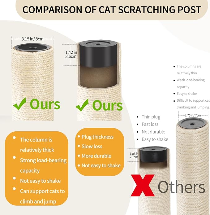 59" Big Modern Cat Tree Tower, Cat Tower Sisal-Covered Scratching Posts for Indoor Cats, Oak Wood Cat Tree for Large Cats, Multi-Level Cat Condo with Space Capsule Nest, Cat Furniture Activity Centre