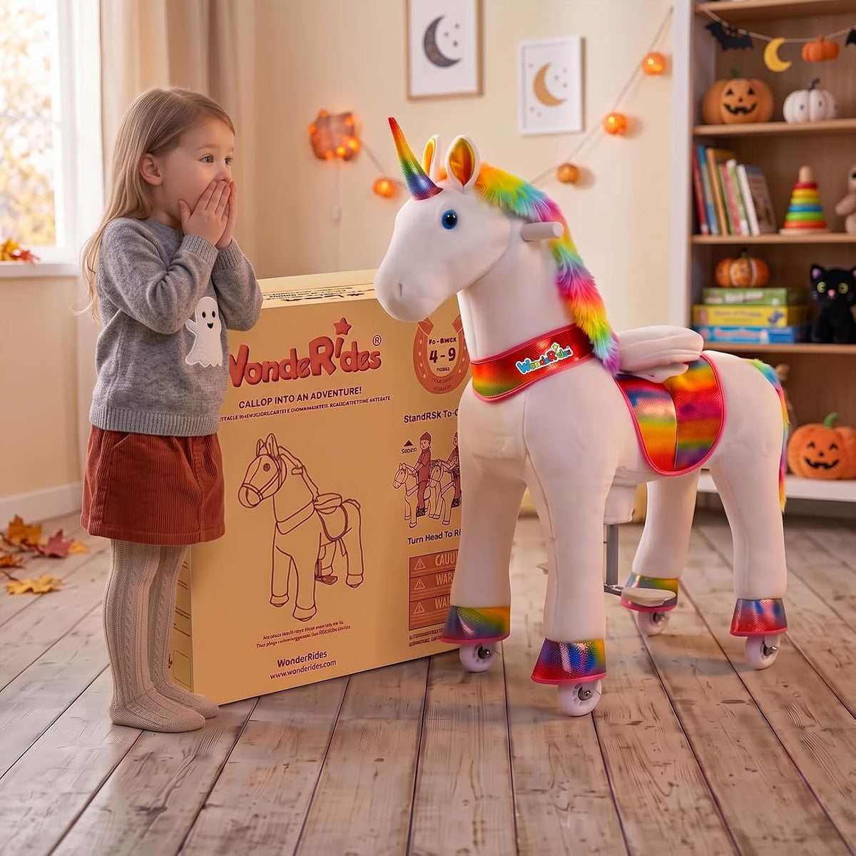 WondeRides brown plush ride on pony for kids with foot pedals, handlebar and wheels - view 9
