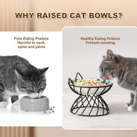 Metal Stand for Cat Dish - Raised Cat Bowl Holder with Anti Slip Sleeves - Black Iron - Elevated - image 2