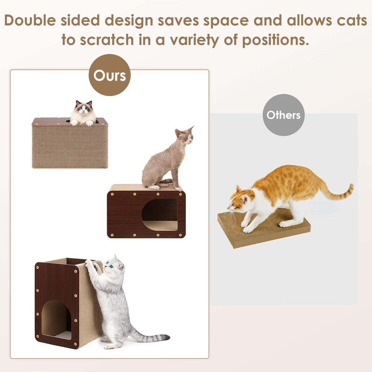 EHEYCIGA Cardboard Cat Scratcher House - 17x9.5x10.5inch / Dark Brown - image 4