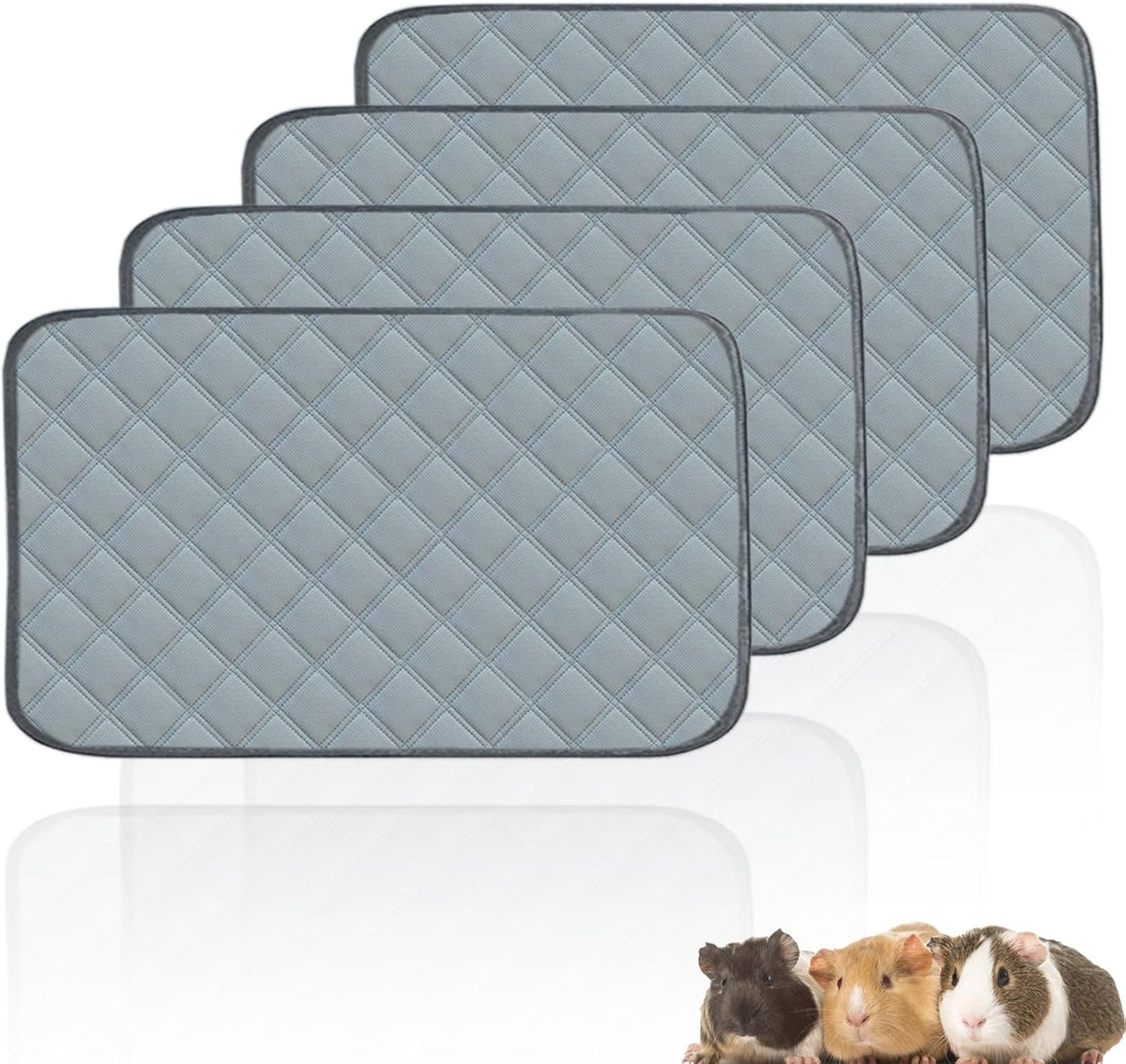 4 Pack Guinea Pig Cage Liners Washable Guinea Pig Bedding Reusable - Light Grey / 28" x 14" (4 Pack)