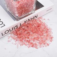 0.5 Lb/230g Watermelon Red Crushed Stone Crystal Chips Bulk, Tumbled Healing Crystal Chips Natural Gemstones Crushed Stones Decorative Vase Fillers Aquarium Gravel Rocks, 5-7mm