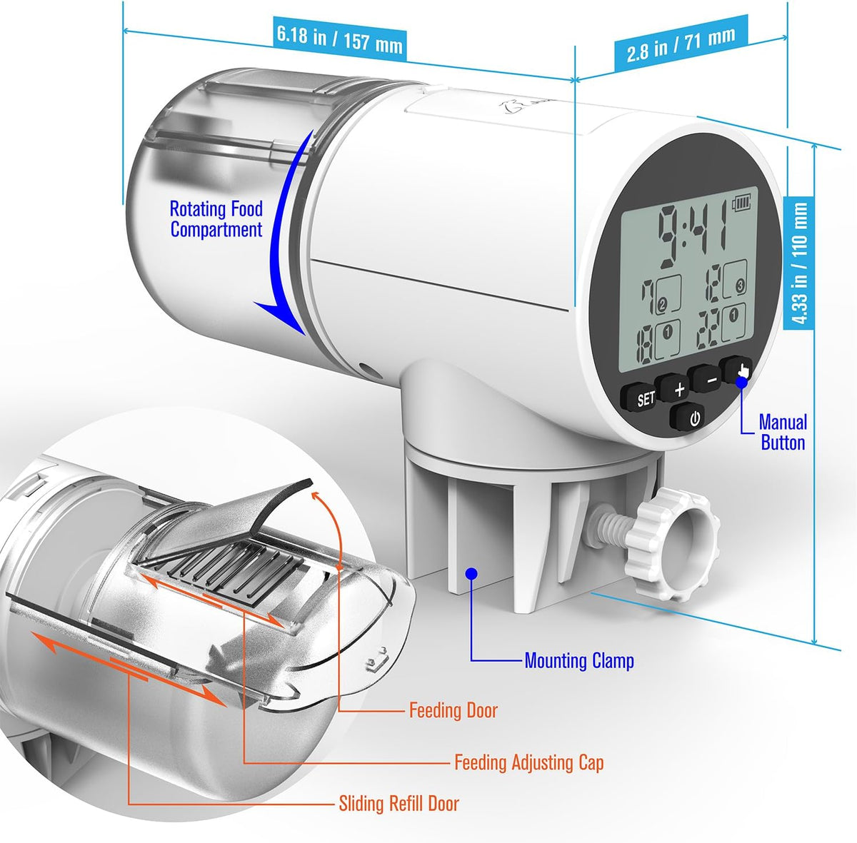 Automatic Fish Feeder Dispenser for Aquarium - White Digital - image 3