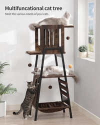 Modern Cat Tree, Big Hammock - Rustic Brown - image 3