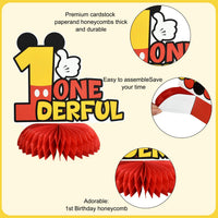 TONIFUL 1st Birthday Black Red Yellow Mouse Themed Table Centerpieces – Fun for Kids & Family - Red Mouse ONE - image 3