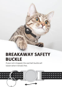 AirTag Cat Collar, Reflective Kitten Collar Breakaway – Essentials for Cats - Black - image 4