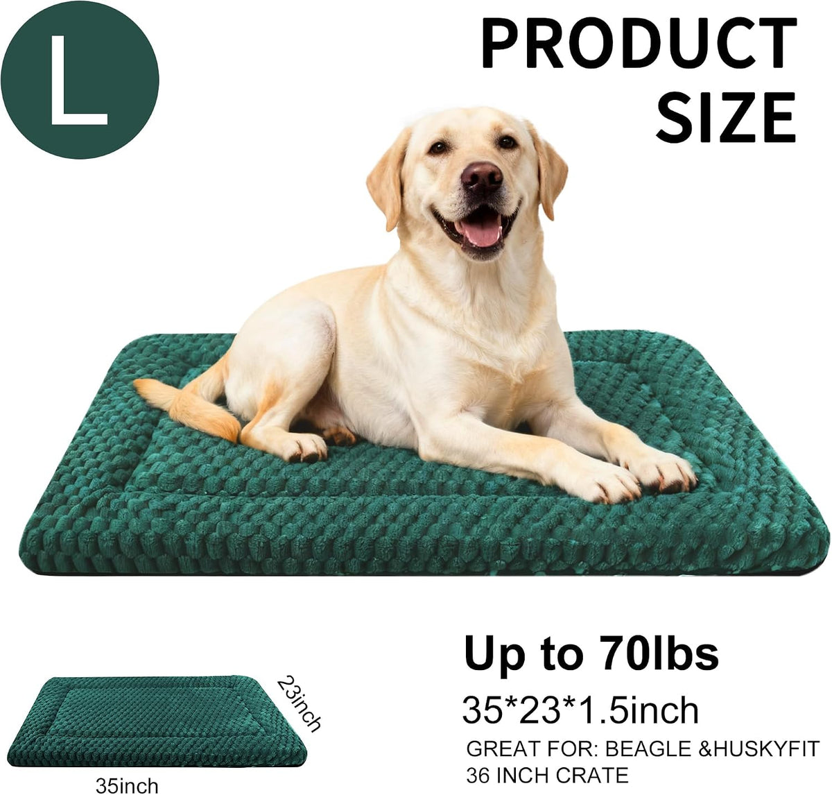 Dog Bed Mat, Reversible Crate Pad - 35"L*23"W*1.5"Th / Dark Green-1pc - image 4