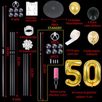 TONIFUL 4 Set Black Gold Balloon Stand Balloon Centerpieces for Table – Fun for Kids & Family - Black Gold-foil Gold 50 / 4 Set Balloon Stand-Number Balloon - image 2