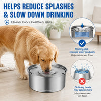 Dog Water Bowl No Spill, 3L/101oz Stainless Steel Slow Feeder Dog Bowl with Floating Disk, Spill - image 2