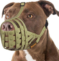 Pitbull Dog Muzzle for Large Medium Dogs Prevent Biting Scavenging – Essentials for Dogs - Green / M [Snout Cir: 9.75"-11"]