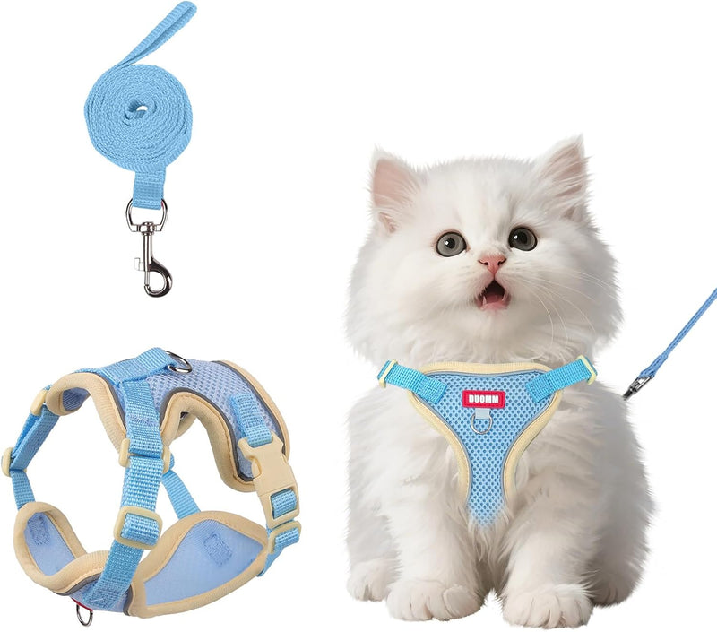 wanheart Cat Harness and Leash Set Escape-Proof Adjustable cat Leash - blue / S
