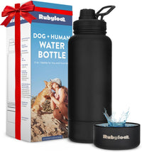 Rubyloo Dog Mom Water Bottle with Detachable Bowl for Dog Lovers – Essentials for Dogs - Solid Black