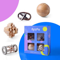 ActPo 9 piece brain teaser puzzles set with metal and wooden 3D puzzles - view 11
