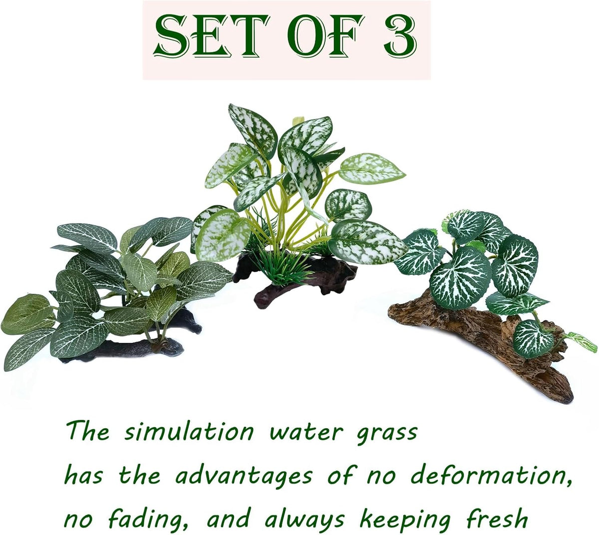 M2cbridge Artificial Fish Tank Plants Aquarium Plant Aquatic Water - 3pcs Green Grasses - image 2