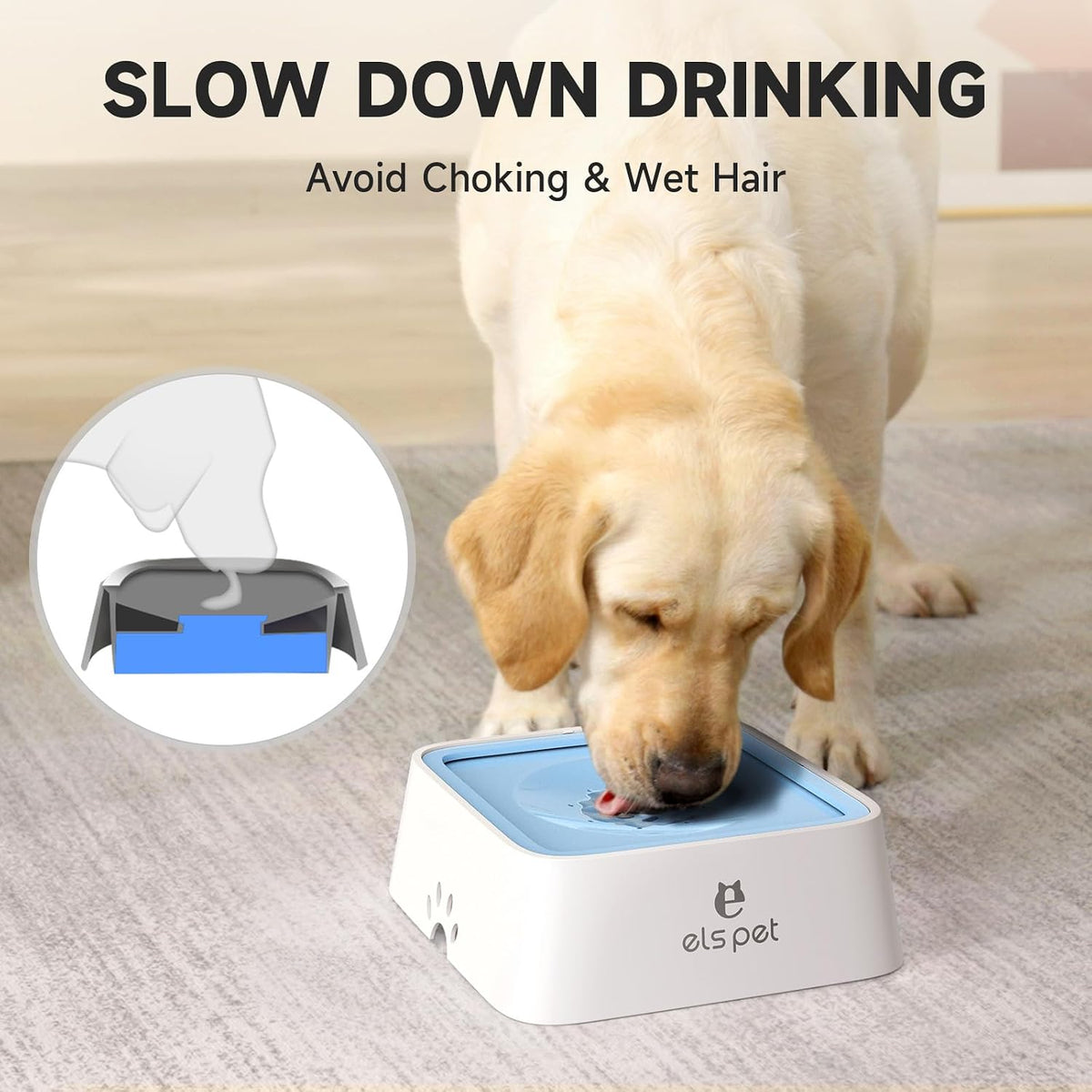 ELS PET No Spill Dog Cat Bowl 35oz 1L Anti Slip Travel Water - 2L / Blue - image 2