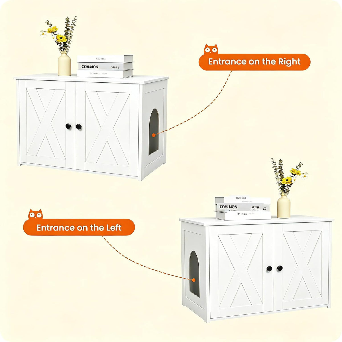 Cat Litter Box Enclosure, Hidden Litter Box Furniture - White - image 3