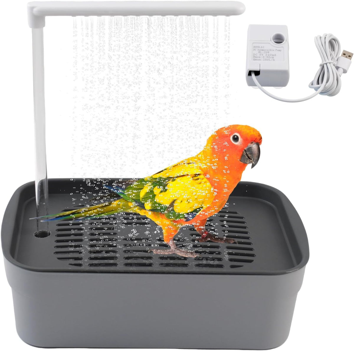Automatic Bird Shower with Pump - 【Rectangular Grey Bird Shower】