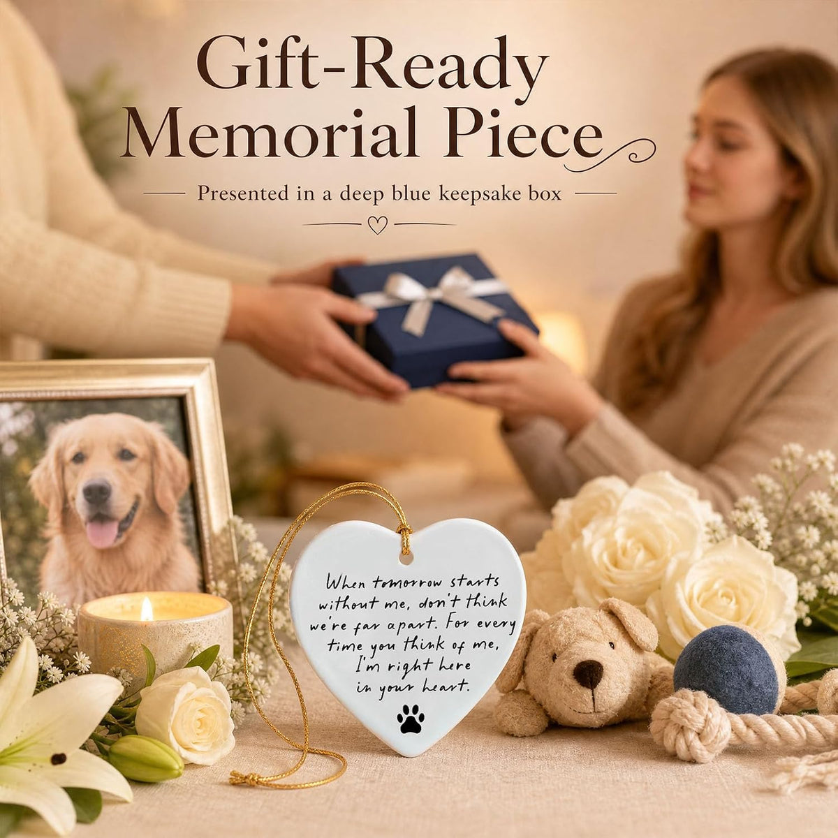 OFlyDesigns Pet Memorial Ceramic Heart Keepsake - Without Me - image 4