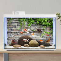 72x18 in Stone Brick Wall Aquarium Backdrop Leaves Fish Tank - 24x12in/60x30cm - image 4