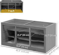 PawHut 45" Extra Large Wooden Hamster Cage, 3-Layer Chewproof Rat Cage with Opening Roof, Hut, Ramps, for Gerbil, Dwarf & Syrian Hamsters, Gray