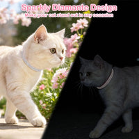 Rhinestone Cat Collar Breakaway, Bling Sparkly Diamond - Pink / 7"-9" For Cats - image 4