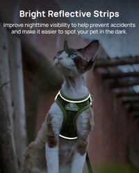Upgraded Cat Harness and Leash Set - Green Growling Crocodile / S - image 3