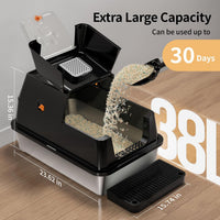 Stainless Steel Cat Litter Box with Lid, Flip-Top XL Large - Black - image 4