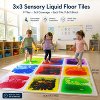 edusense 4 pack of 11.8 inch liquid sensory floor tiles with moving multicolor gel and non-slip base - view 9