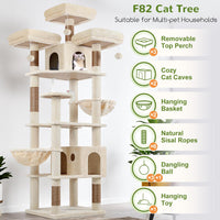Globlazer Cat Tree Tower for Multiple Adult Cats, F82 - 82 inch / Beige - image 2