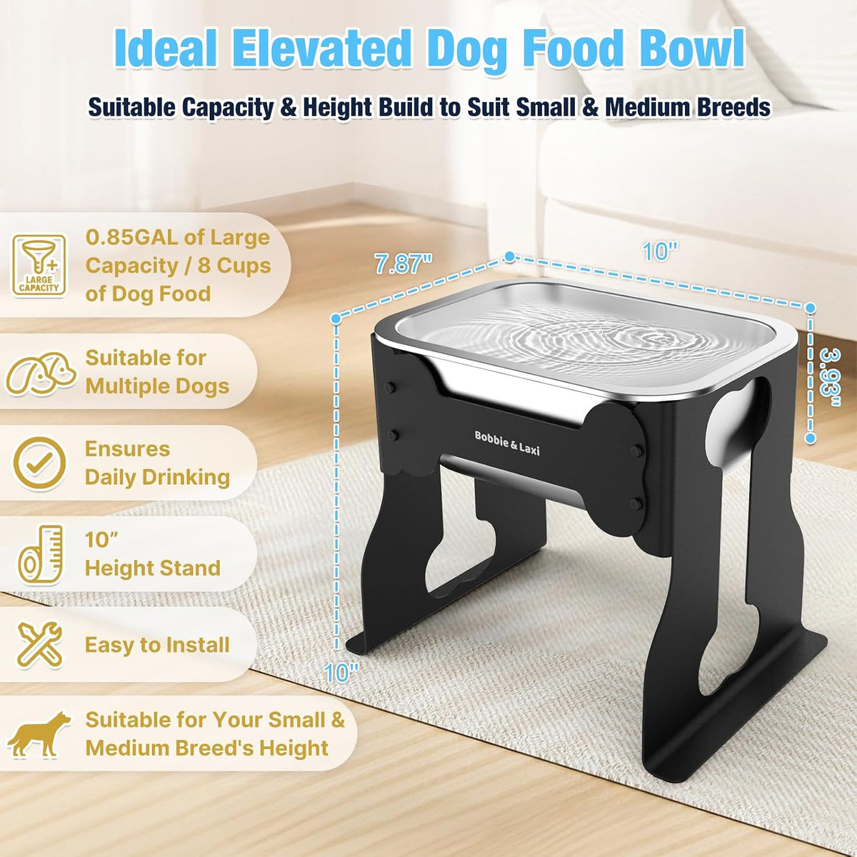14" Elevated Dog Water Bowl - 10" Height - image 3