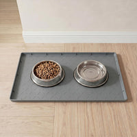 MateeyLife Silicone Waterproof Mat for Dog & Cat Food Mat 19"X12" – Essentials for Dogs - 19"L x 12"W / Dark Grey